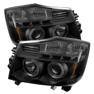 Nissan Titan 04-15 / Nissan Armada 04-07 Projector Headlights - LED Halo - LED ( Replaceable LEDs ) - Black Smoke