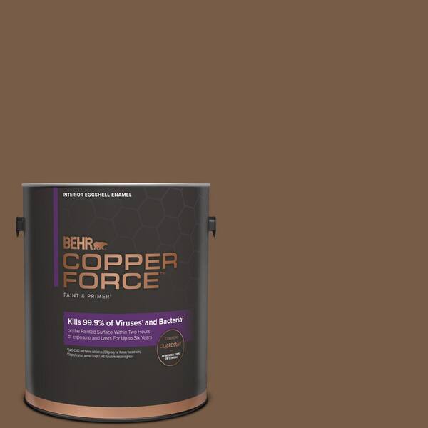 COPPER FORCE 1 gal. #N250-7 Mission Brown Eggshell Enamel Virucidal and Antibacterial Interior Paint & Primer