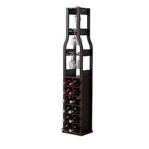 SignatureHome Granger Cherry Finish Table Height 54 in. Wooden Wine Rack with 12 wine cubbies. Dimensions (11Lx8Wx54H)