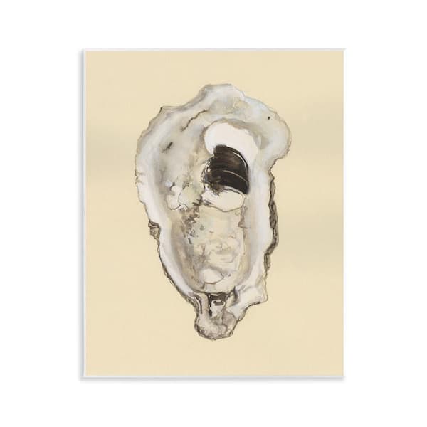 Stupell Industries Aquatic Oyster on Beige by Michael Willett Unframed Coastal Graphic Art Print 14 in. x 11 in.