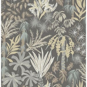 Everglades Grey Botanical Wallpaper Sample