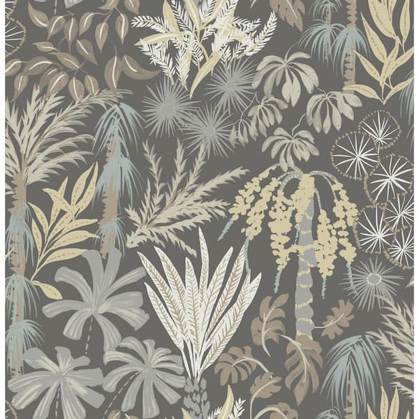 Everglades Grey Botanical Wallpaper Sample