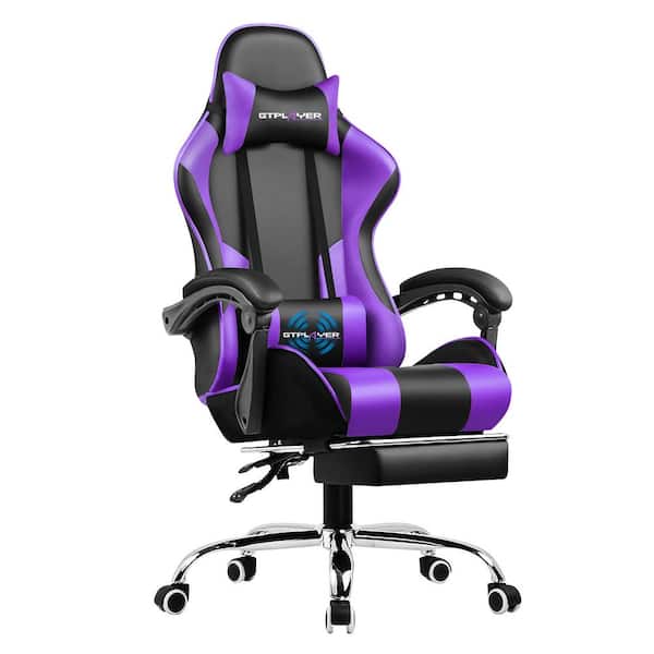 Lucklife Gaming Chair Computer Chair with Footrest and Lumbar Support for Office or Gaming, Purple