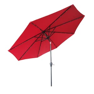 10 ft. Market Patio Umbrella with LED Lights in Red