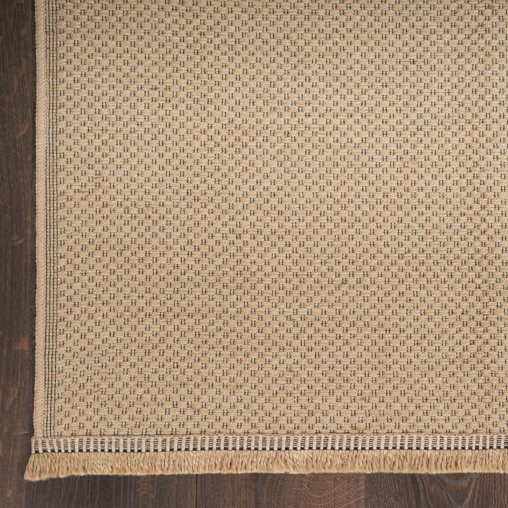 Natural Beige Flat Woven Geometric 5'3" x 7'3" Washable Rug