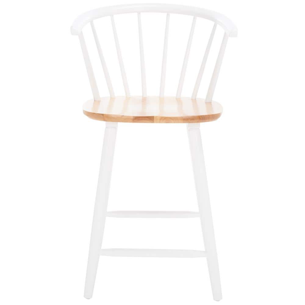 Natural and White Rubber Wood Counter Stool Set
