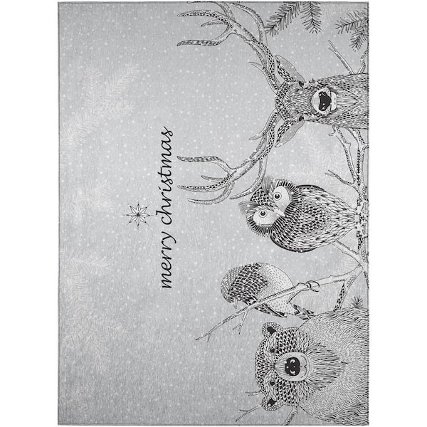 Cozy Winter 5 ft. x 7 ft. 6 in. Gray Indoor/Outdoor Washable Area Rug