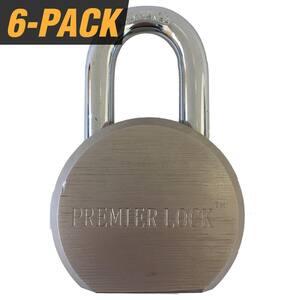2-5/8 in. Premier Solid Steel Commercial Gate Keyed Padlock with Short Shackle and 18 Keys Total (6-Pack, Keyed Alike)