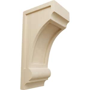 6 in. x 4-3/4 in. x 12 in. Unfinished Wood Rubberwood Diane Recessed Wood Corbel