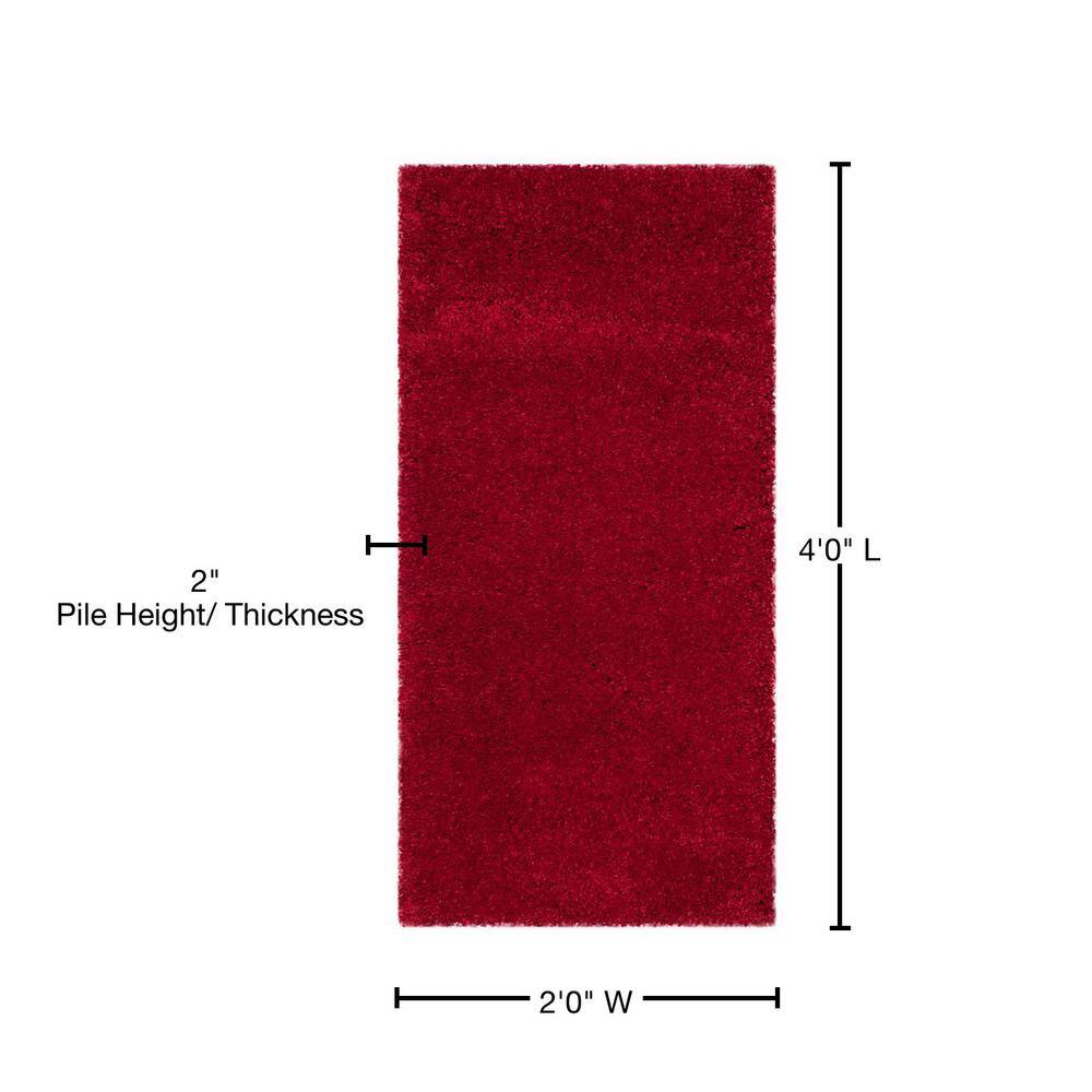 2 ft. x 4 ft. Red Synthetic Shag Area Rug