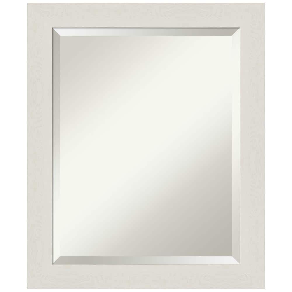 Rustic Plank White and Gold Rectangular Vanity Mirror