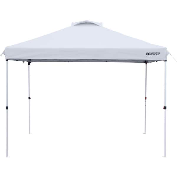 Unbranded 10 ft. x 10 ft. White Outdoor Pop-Up Canopy Tent with Roller Bag, 4 Sandbags, 8 Stakes, Heavy Duty Rain Awning Canopy