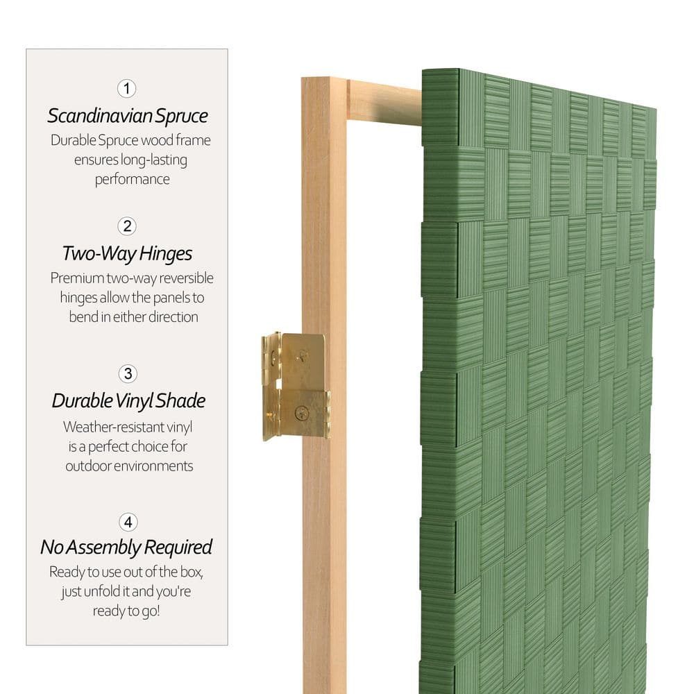 Green Vinyl 6-Panel Folding Floor Screen