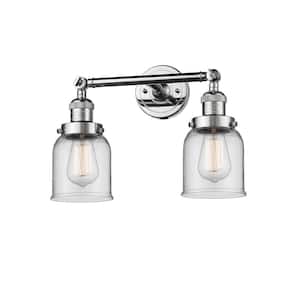 Bell 16 in. 2-Light Polished Chrome Vanity Light with Clear Glass Shade