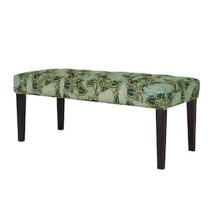 Chelsea Green Flower Fabric Upholstered Seating Bench ( 17.7'' H x 41.5'' W x 17.7'' D )
