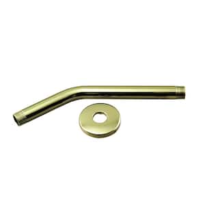 1/2 in. IPS x 10 in. Round Wall Mount Shower Arm with Sure Grip Flange, Polished Brass