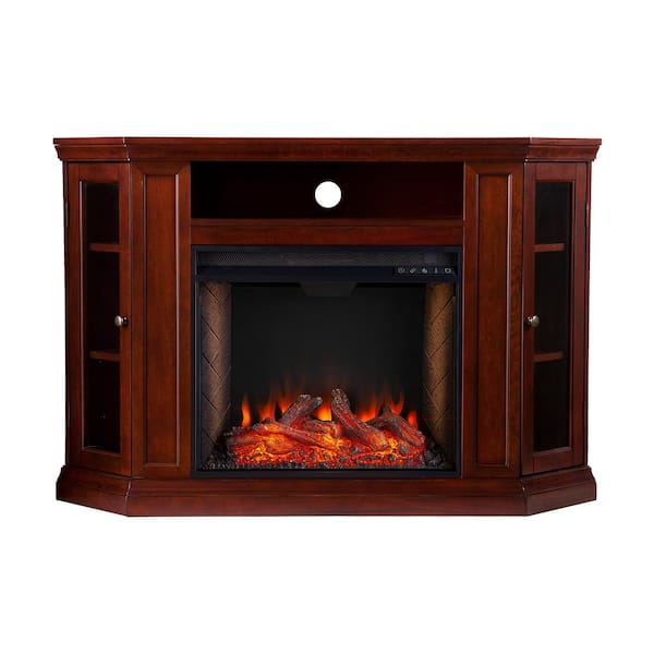 Southern Enterprises Denton Alexa Enabled 48 in. Electric Smart Fireplace in Cherry