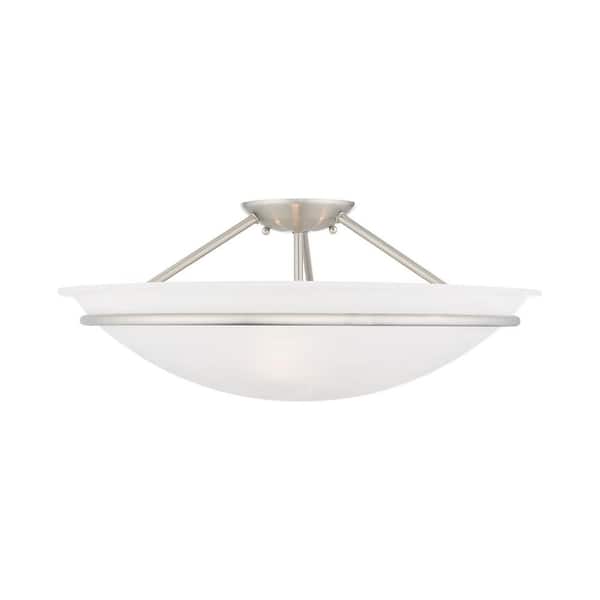 Walcott 20 in. 3-Light Brushed Nickel Semi Flush Mount