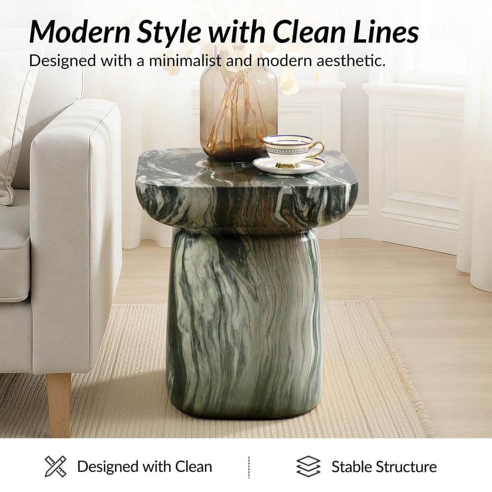 Alvarina 17.75 in. Beige Rectangle Concrete End Table - thumbnail 3
