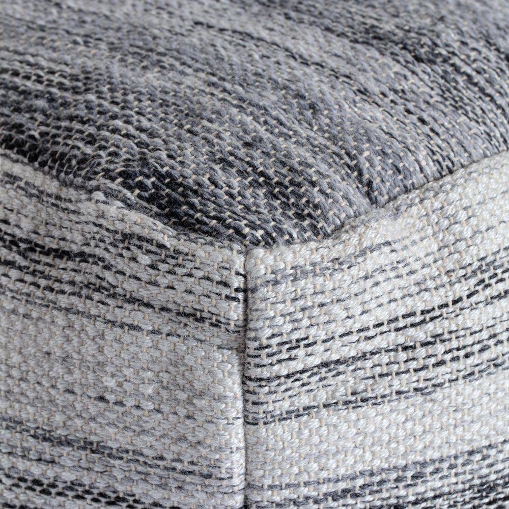 Caledonia Pouf Gray/Ivory - Anji Mountain: Handmade, Square, Unupholstered, Fair Trade Certified