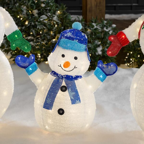 Home Accents Holiday 3-Piece Yuletide Lane LED Collapsible Snowman