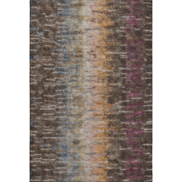 Mayfield Premium Machine Washable Abstract AMF2318 Chocolate 3 ft. x 5 ft. Area Rug