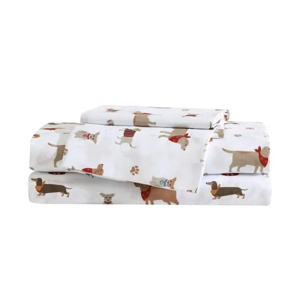 Buddy And Friends Novelty 3-Piece White/Beige/Red Microfiber Twin Xl Sheet Set