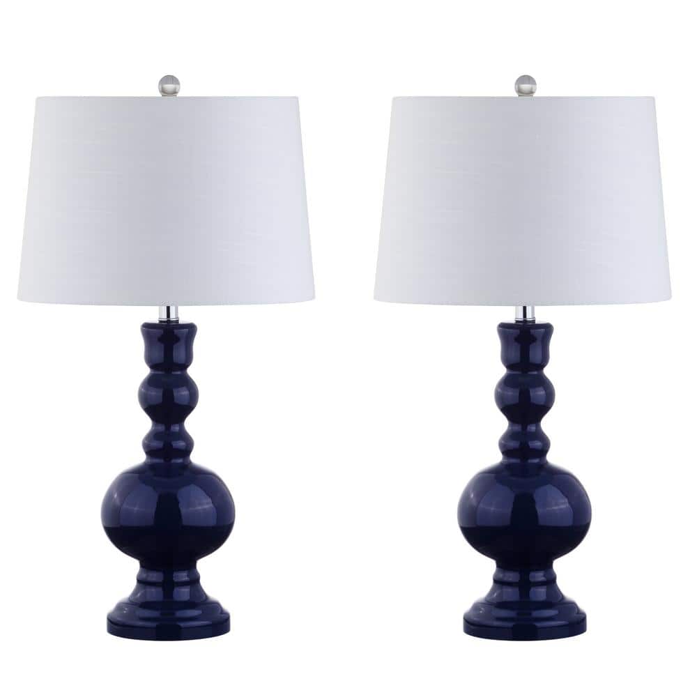 JONATHAN Y Genie 28.5 in. Navy Glass Table Lamp (Set of 2) JYL1061E ...