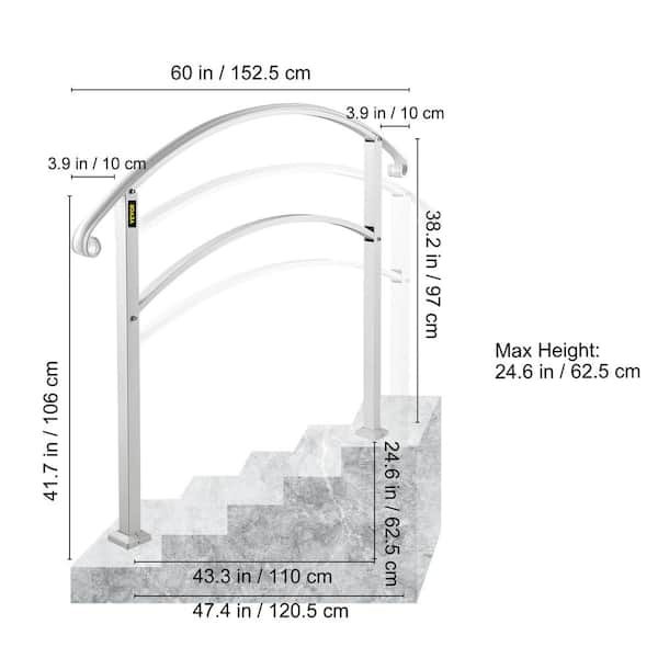 VEVOR 4 ft. Handrails for Outdoor Steps Fit 4 or 5 Steps Outdoor Stair  Railing Wrought Iron Handrail with baluster, Black LTFS4H5BHSTL00001V0 -  The