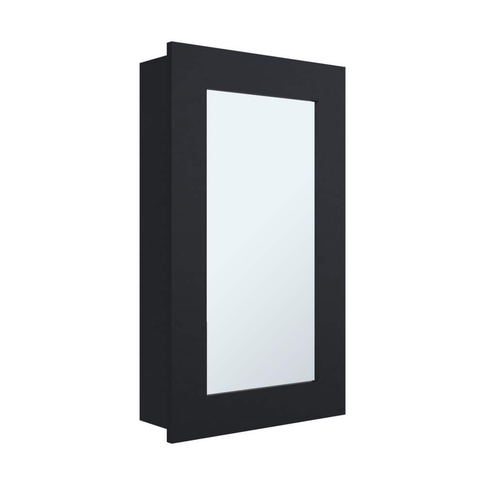 15.3 in. W x 25.7 in. H Rectangular Metal Surface Mount Medicine Cabinet with Mirror in Black price history on PriceWatchPro