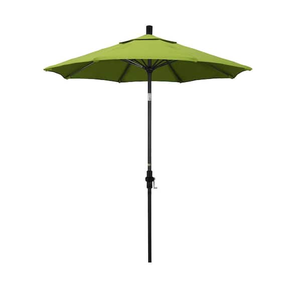 California Umbrella 7.5 ft. Matted Black Aluminum Market Patio Umbrella Fiberglass Ribs and Collar Tilt in Macaw Sunbrella