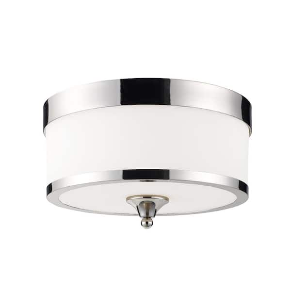 Unbranded Patrina 3-Light Chrome Flush Mount with White Glass