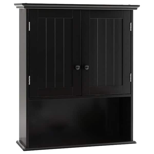 23.5 in. W x 7.5 in. D x 28 in. D Bathroom Storage Wall Cabinet in Black