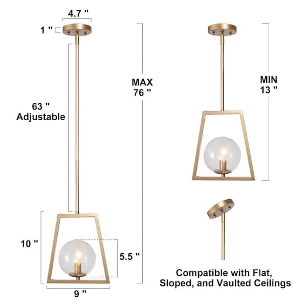 ダル　Inglenook & Paradigm Uolfin Modern Brass Gold Geometric Pendant Light, Naomi 1