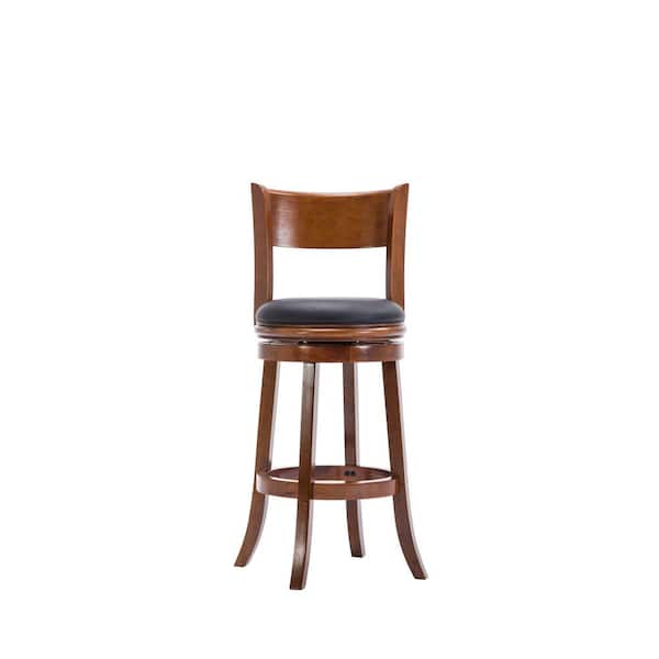 Palmetto 29 in. Walnut Swivel Cushioned Bar Stool