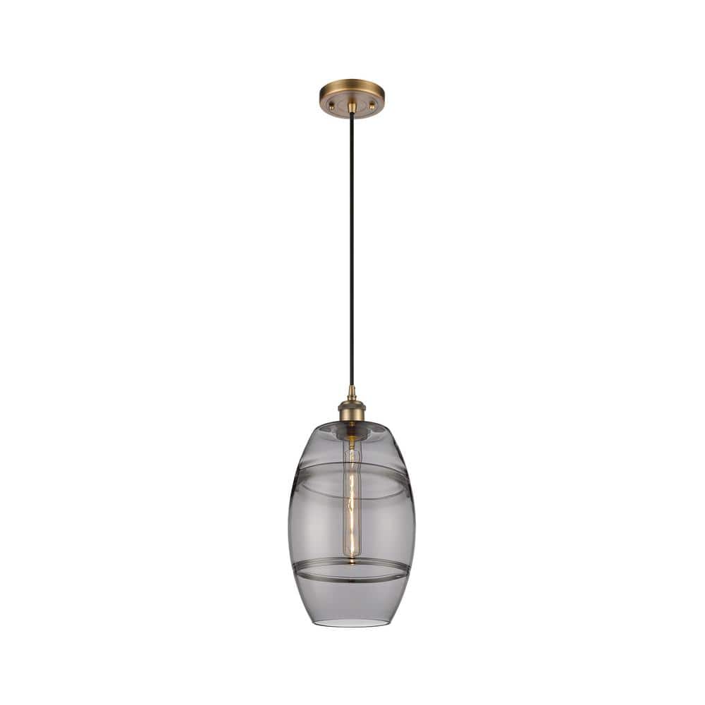Vaz 100-Watt 1-Light Brushed Brass Standard Mini Pendant Light with Painted Glass Shade, No Bulbs Included price history on PriceWatchPro