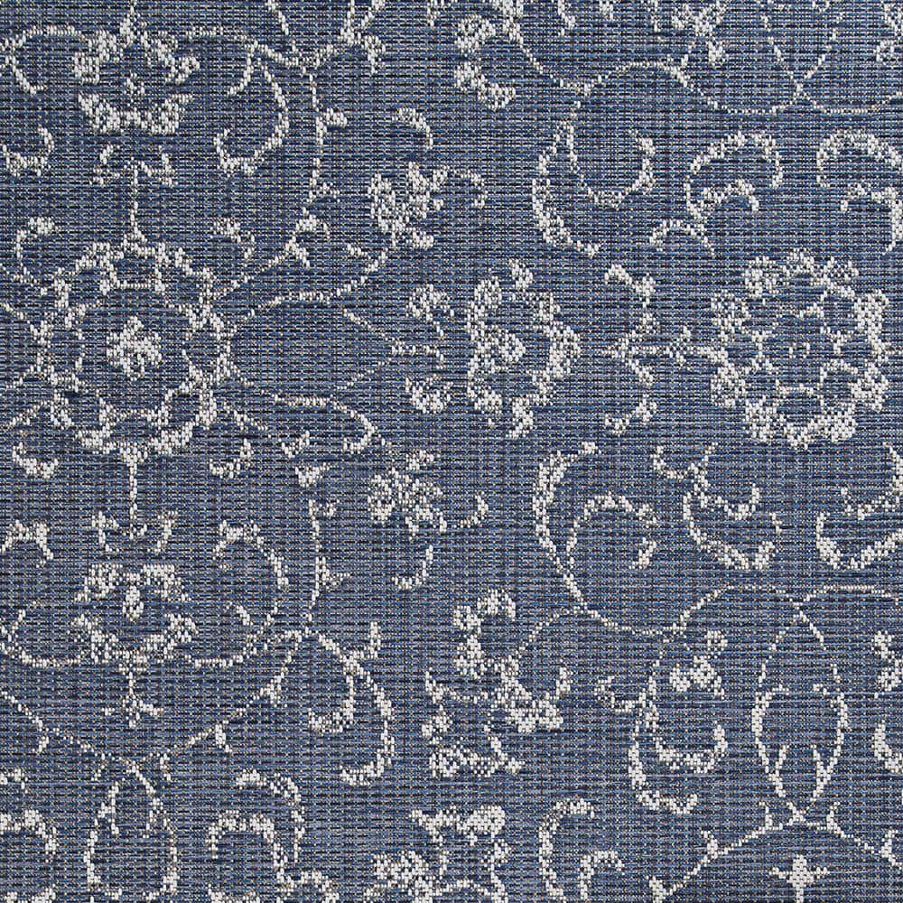 Navy and Ivory Floral Synthetic Rectangular Area Rug, 2' x 3'7"
