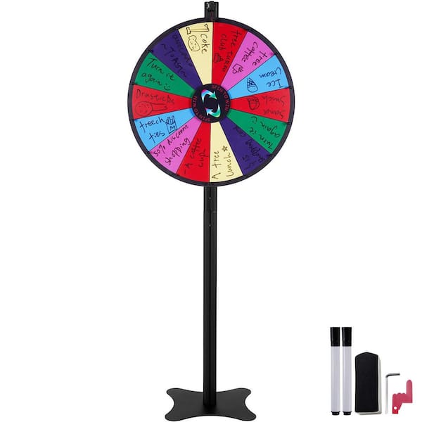 24 in. Spinning Prize Wheel, Roulette Wheel with a Dry Erase and 2 Markers, Tabletop or Floor Standing, Spinning Wheel