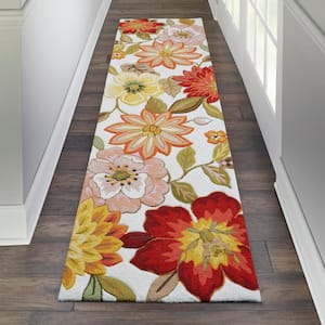 Spring Blossom Ivory 2 ft. x 8 ft. Floral Contemporary Kitchen Runner Area Rug