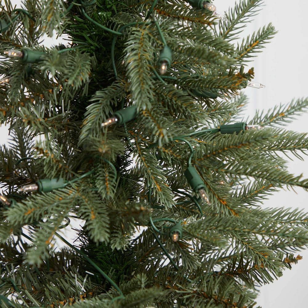 4.5-Foot Green Pine Artificial Christmas Tree with Clear Lights and Decorative Planter