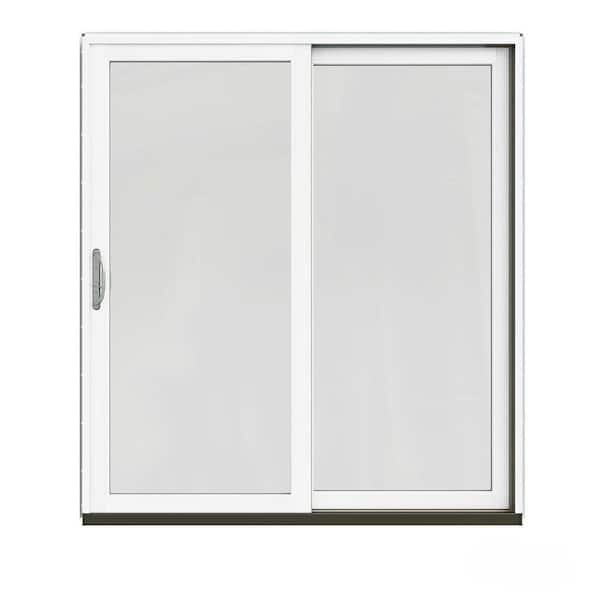 JELD-WEN 72 in. x 80 in. W-2500 Contemporary Green Clad Wood Right-Hand Full Lite Sliding Patio Door w/White Paint Interior