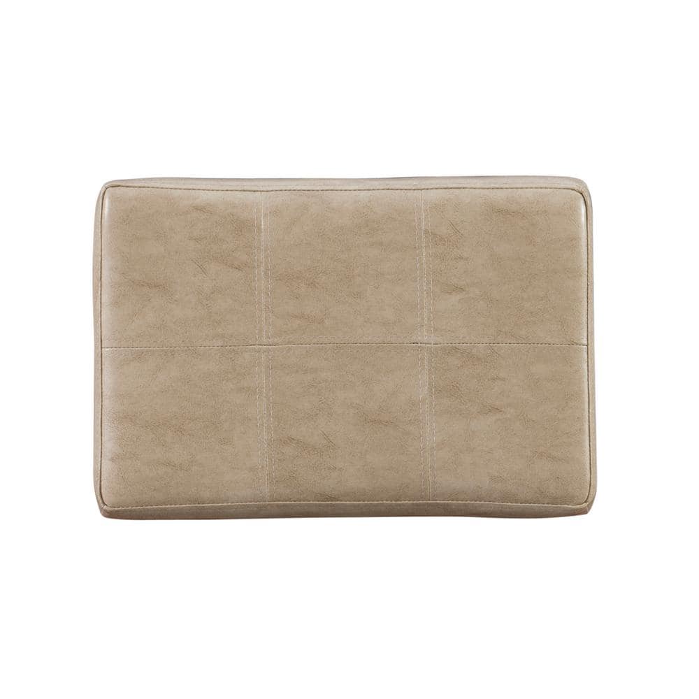 Beige Faux Leather Saddle Counter Stool with Wood Frame
