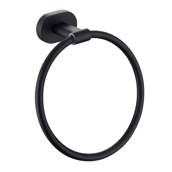 Bath Wall Mounted Towel Ring Hand Towel Holder in Stainless Steel Matte Black