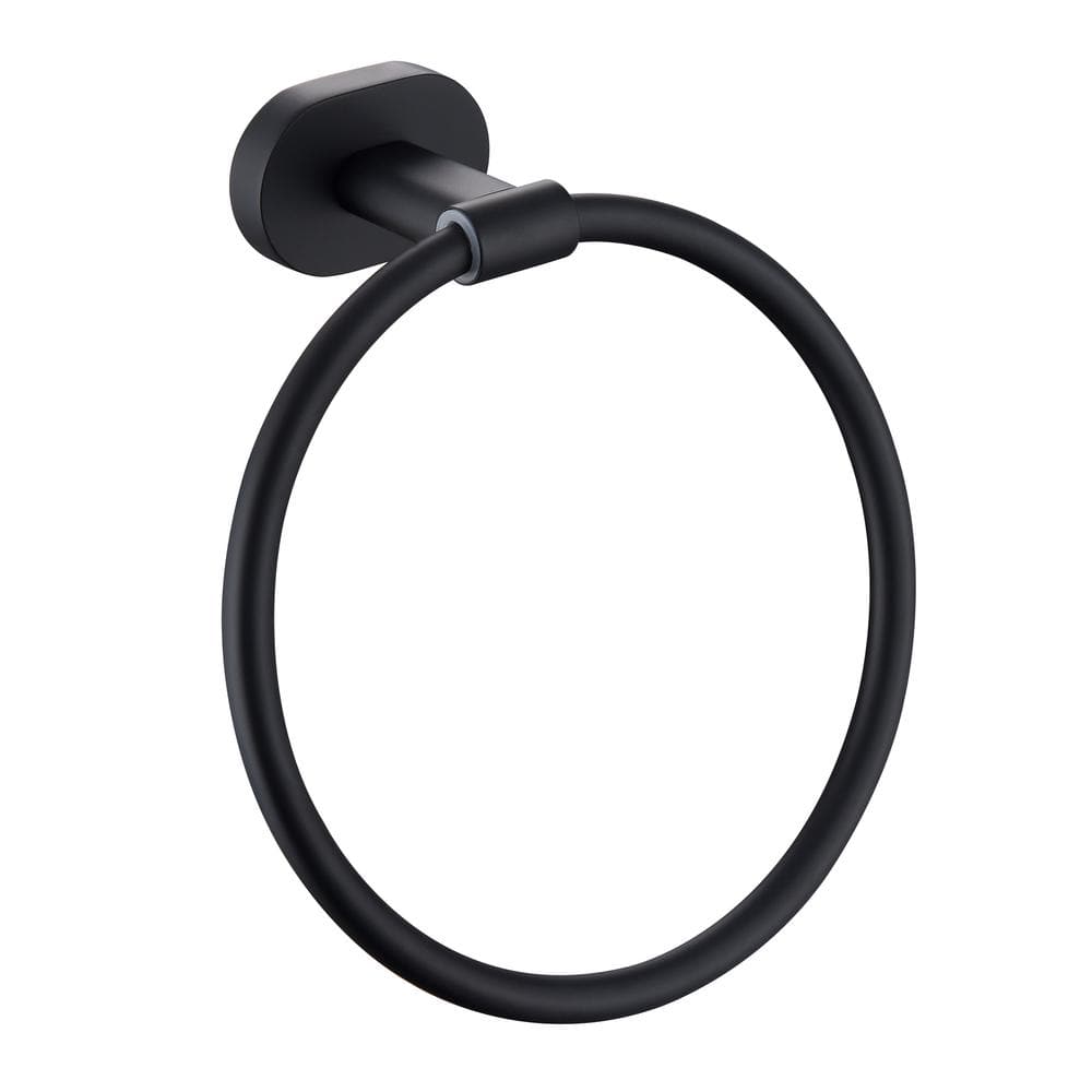 ruiling Bath Wall Mounted Towel Ring Hand Towel Holder in Matte Black