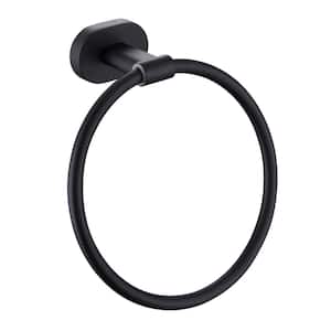 Bath Wall Mounted Towel Ring Hand Towel Holder in Matte Black