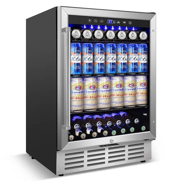 24 in. 4.9 cu. ft. Built-in/Freestanding Indoor/Outdoor Beverage Refrigerator for 186-Cans (Glass Door)
