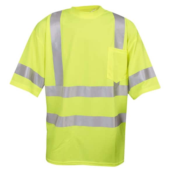 COR-BRITE Moisture Wicking Type R Class 3 XL Short-Sleeve T-Shirt in Lime Green with Chest Pocket
