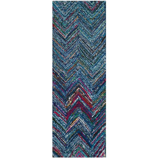 SAFAVIEH Nantucket Blue/Multi 2 ft. x 10 ft. Chevron Runner Rug NAN141C