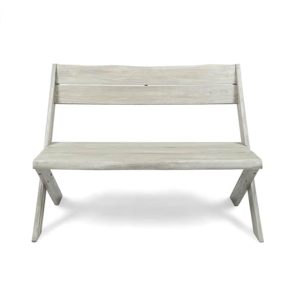 Noble House Eaglewood 2-Person Light Gray Wood Outdoor Bench