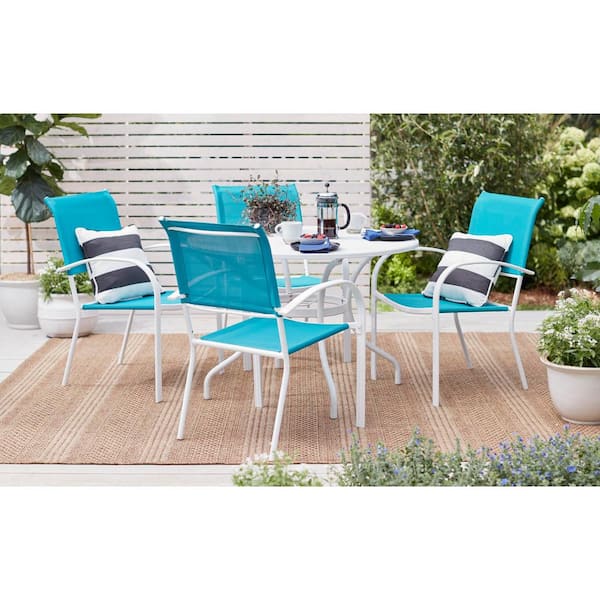 Stylewell 42 In Mix And Match Lattice White Mesh Metal Round Outdoor Patio Dining Table Tables Lawn Garden Lparsa Com - Stylewell Mix And Match White Round Glass Outdoor Patio Dining Table